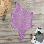 Violet Knitted Pattern Print One Shoulder Bodysuit