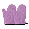 Violet Knitted Pattern Print Oven Mitts