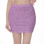 Violet Knitted Pattern Print Pencil Mini Skirt