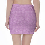 Violet Knitted Pattern Print Pencil Mini Skirt