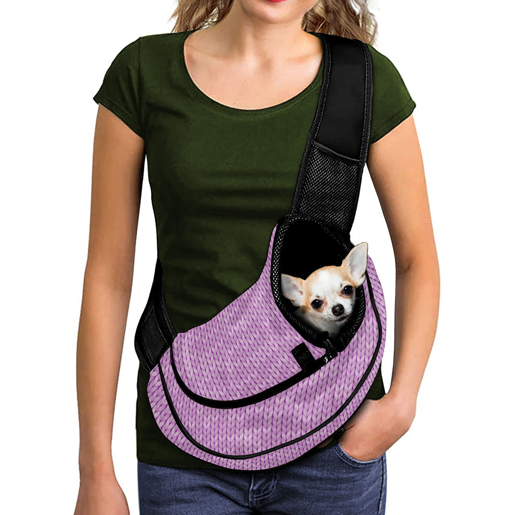 Violet Knitted Pattern Print Pet Sling Carrier
