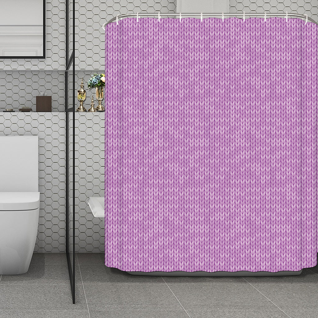 Violet Knitted Pattern Print Polyester Shower Curtain