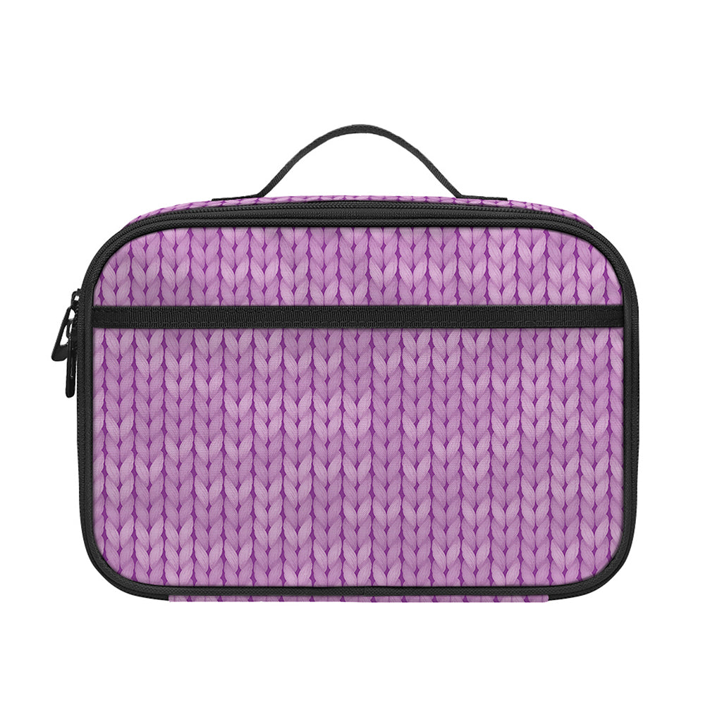 Violet Knitted Pattern Print Portable Lunch Bag