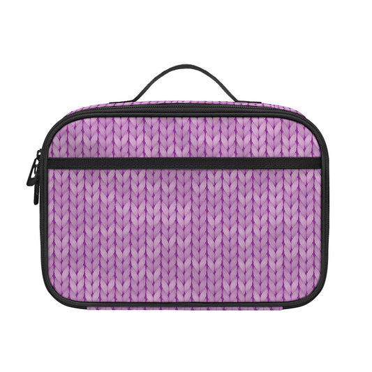 Violet Knitted Pattern Print Portable Lunch Bag