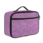 Violet Knitted Pattern Print Portable Lunch Bag