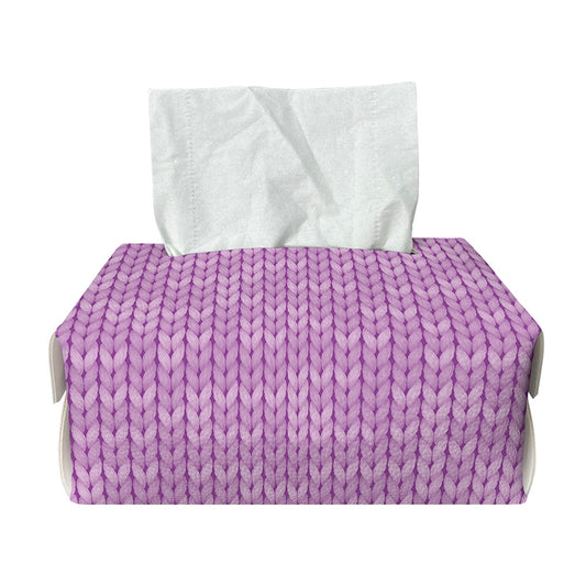 Violet Knitted Pattern Print Rectangle Tissue Box Cover