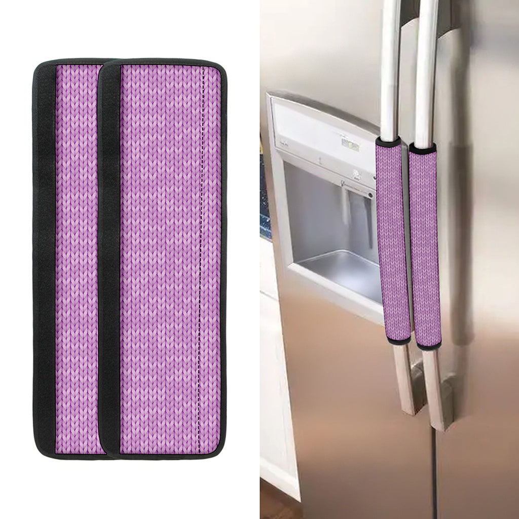Violet Knitted Pattern Print Refrigerator Handle Covers