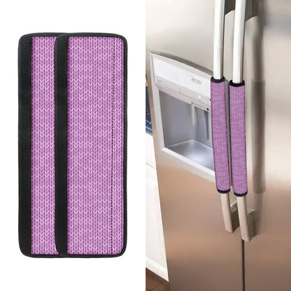 Violet Knitted Pattern Print Refrigerator Handle Covers