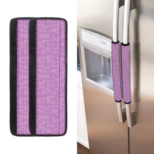 Violet Knitted Pattern Print Refrigerator Handle Covers