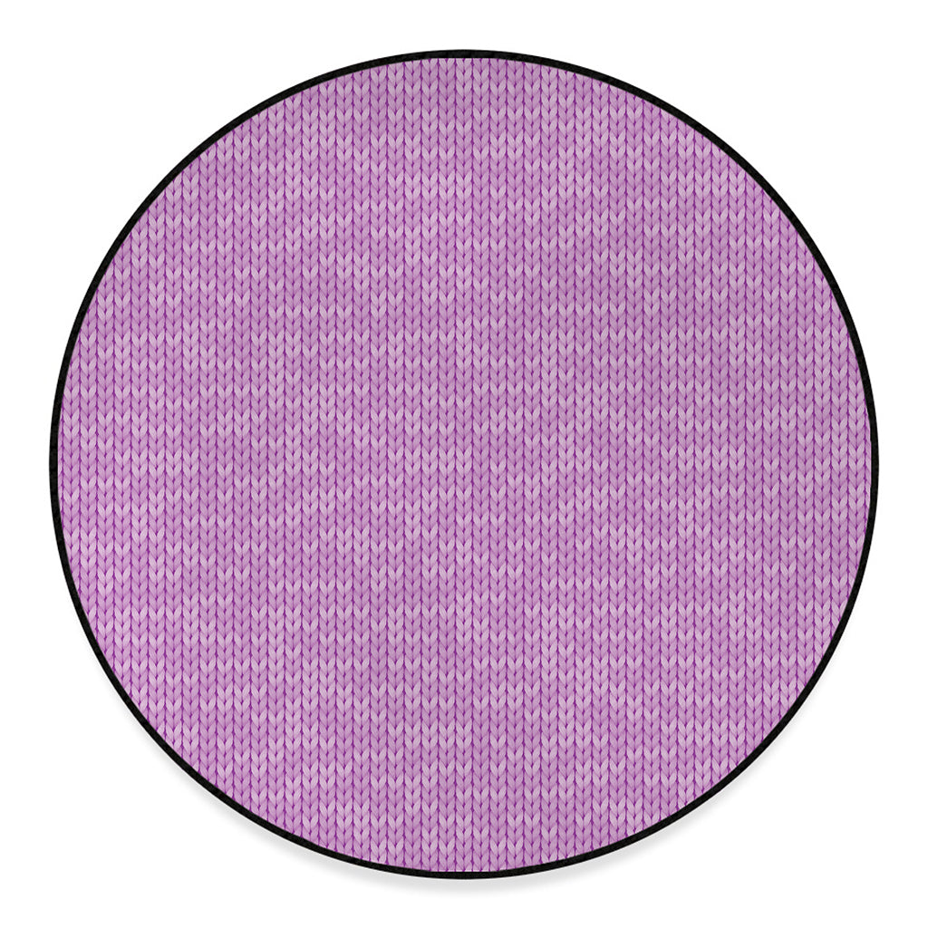 Violet Knitted Pattern Print Round Floor Mat
