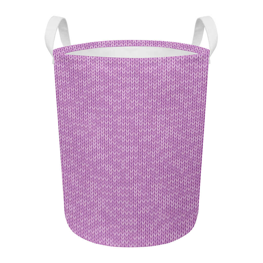 Violet Knitted Pattern Print Round Laundry Basket