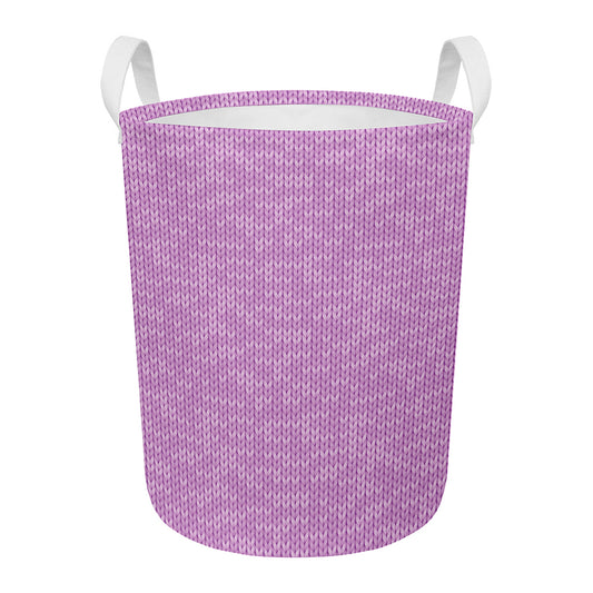 Violet Knitted Pattern Print Round Laundry Basket