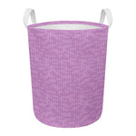 Violet Knitted Pattern Print Round Laundry Basket