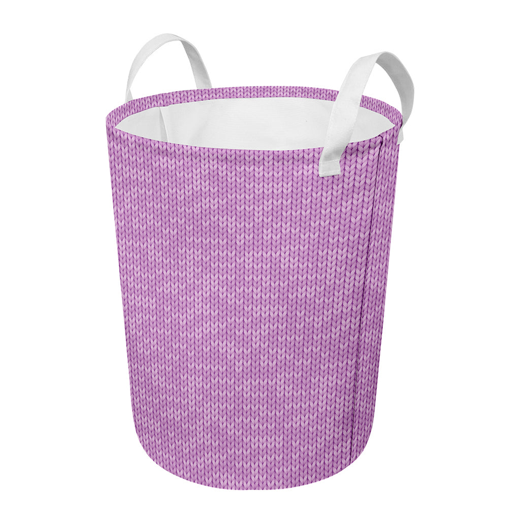 Violet Knitted Pattern Print Round Laundry Basket