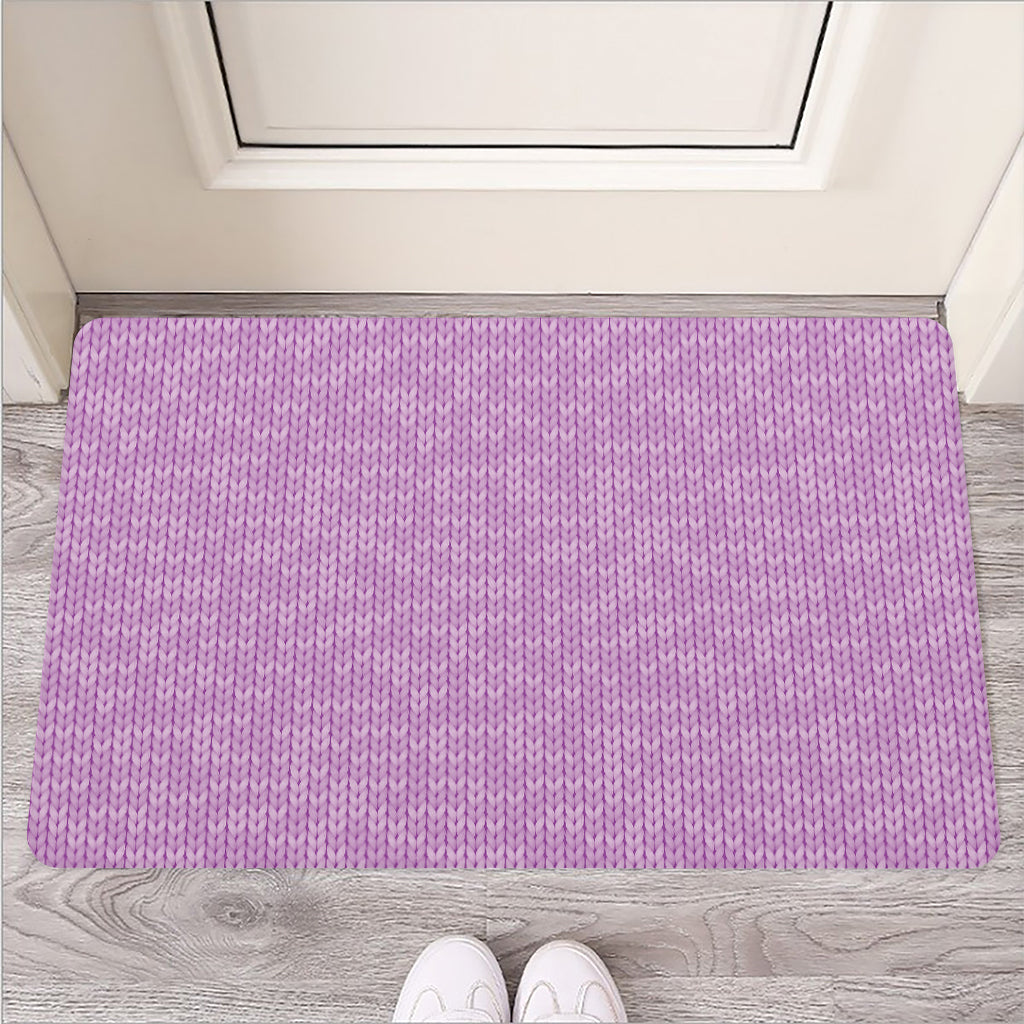 Violet Knitted Pattern Print Rubber Doormat