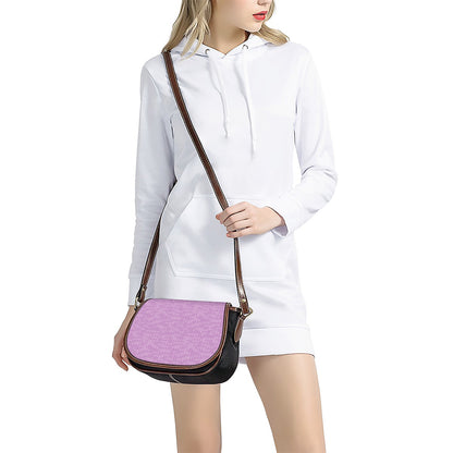Violet Knitted Pattern Print Saddle Bag