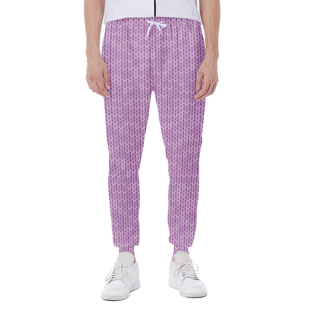 Violet Knitted Pattern Print Scuba Joggers