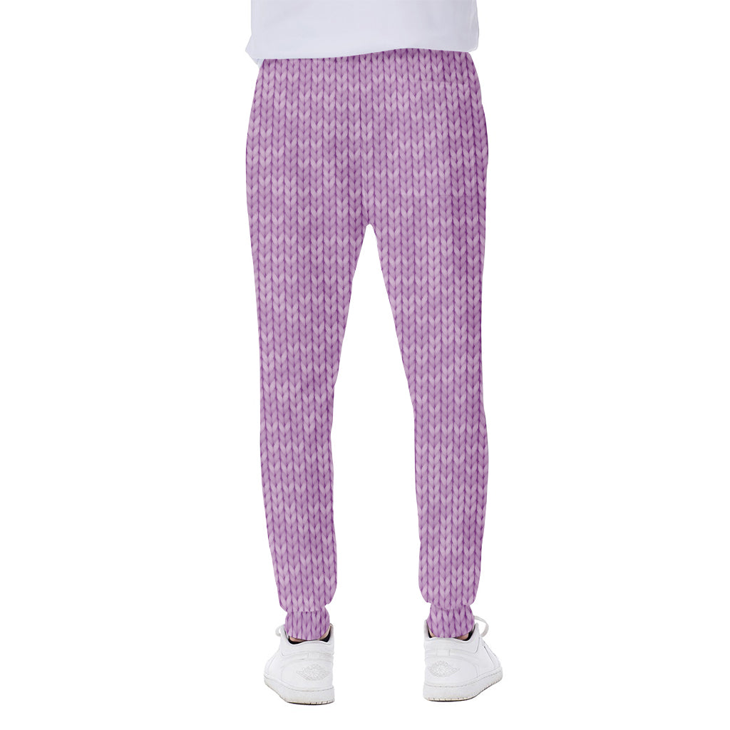 Violet Knitted Pattern Print Scuba Joggers