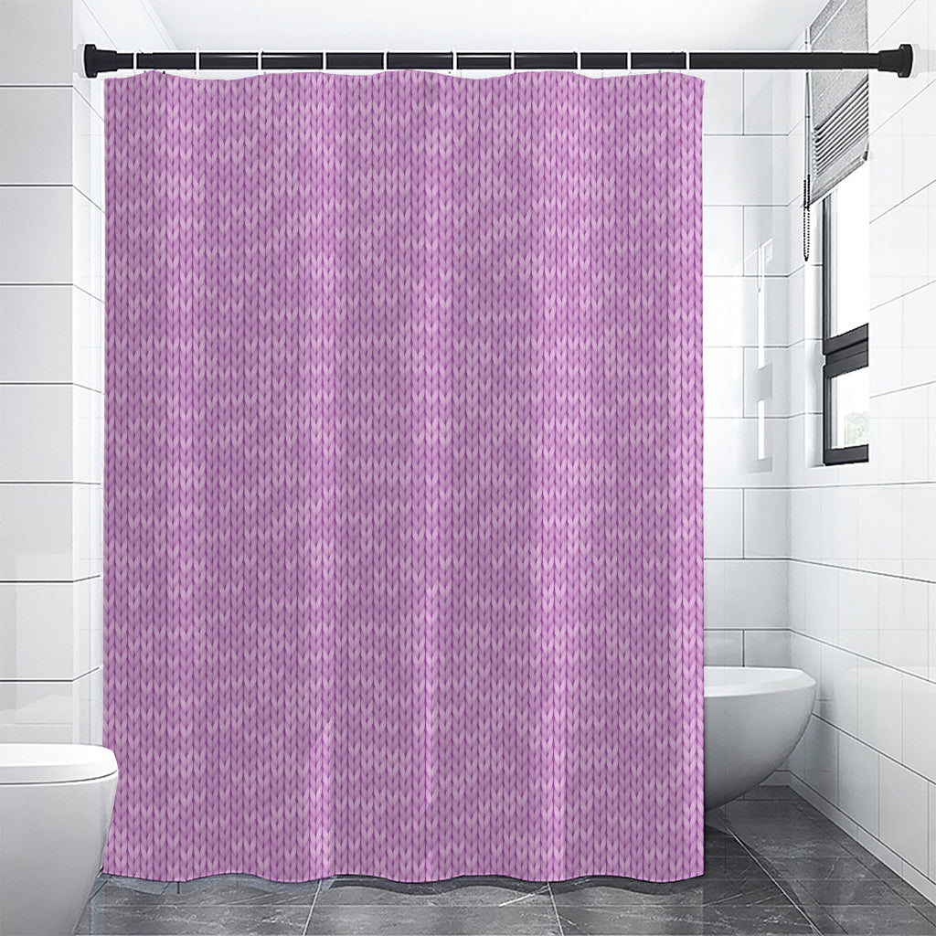 Violet Knitted Pattern Print Shower Curtain