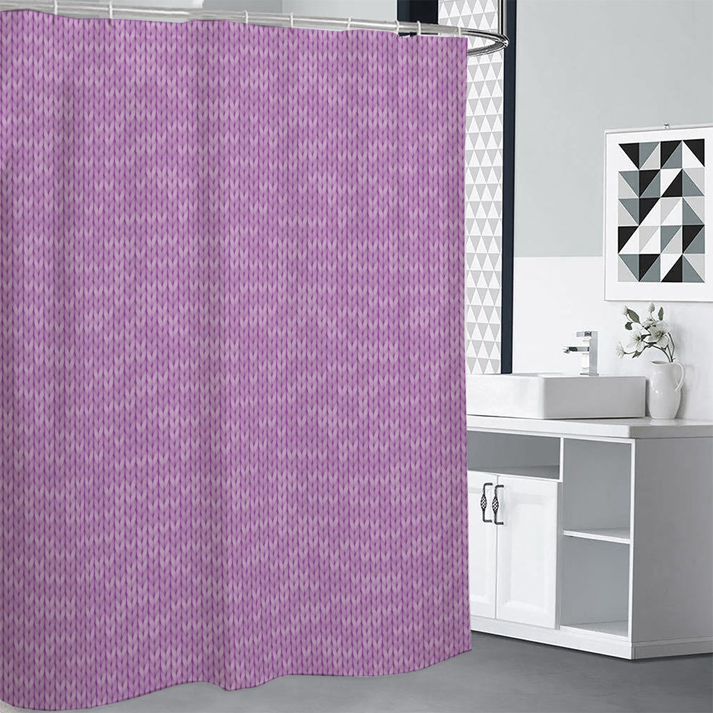 Violet Knitted Pattern Print Shower Curtain