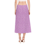 Violet Knitted Pattern Print Side Slit Midi Skirt
