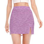 Violet Knitted Pattern Print Side Slit Mini Skirt
