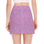Violet Knitted Pattern Print Side Slit Mini Skirt