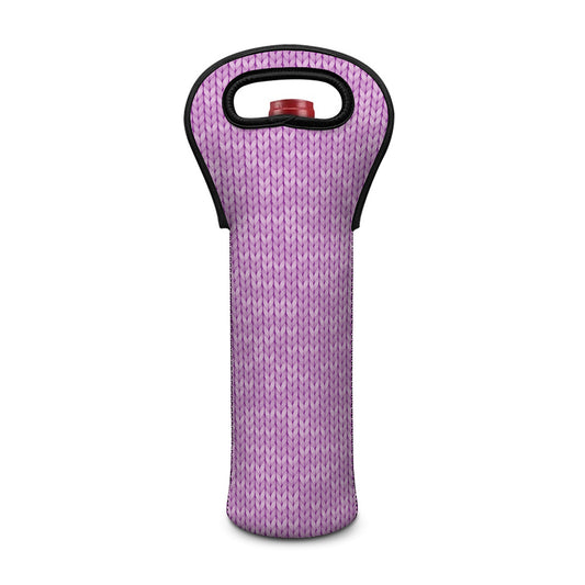 Violet Knitted Pattern Print Single Neoprene Wine Tote