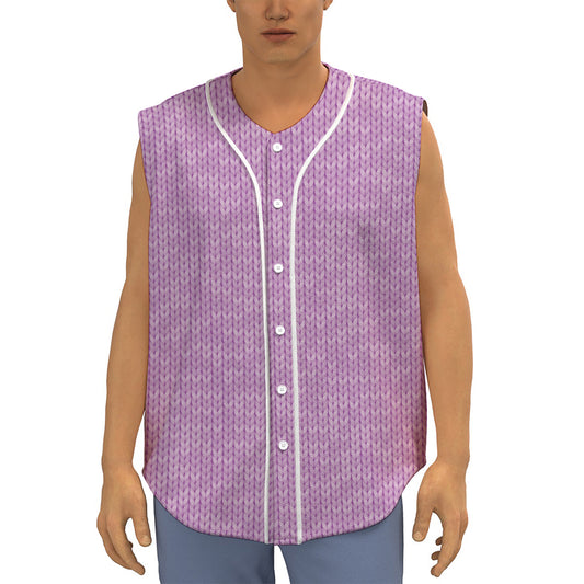 Violet Knitted Pattern Print Sleeveless Baseball Jersey