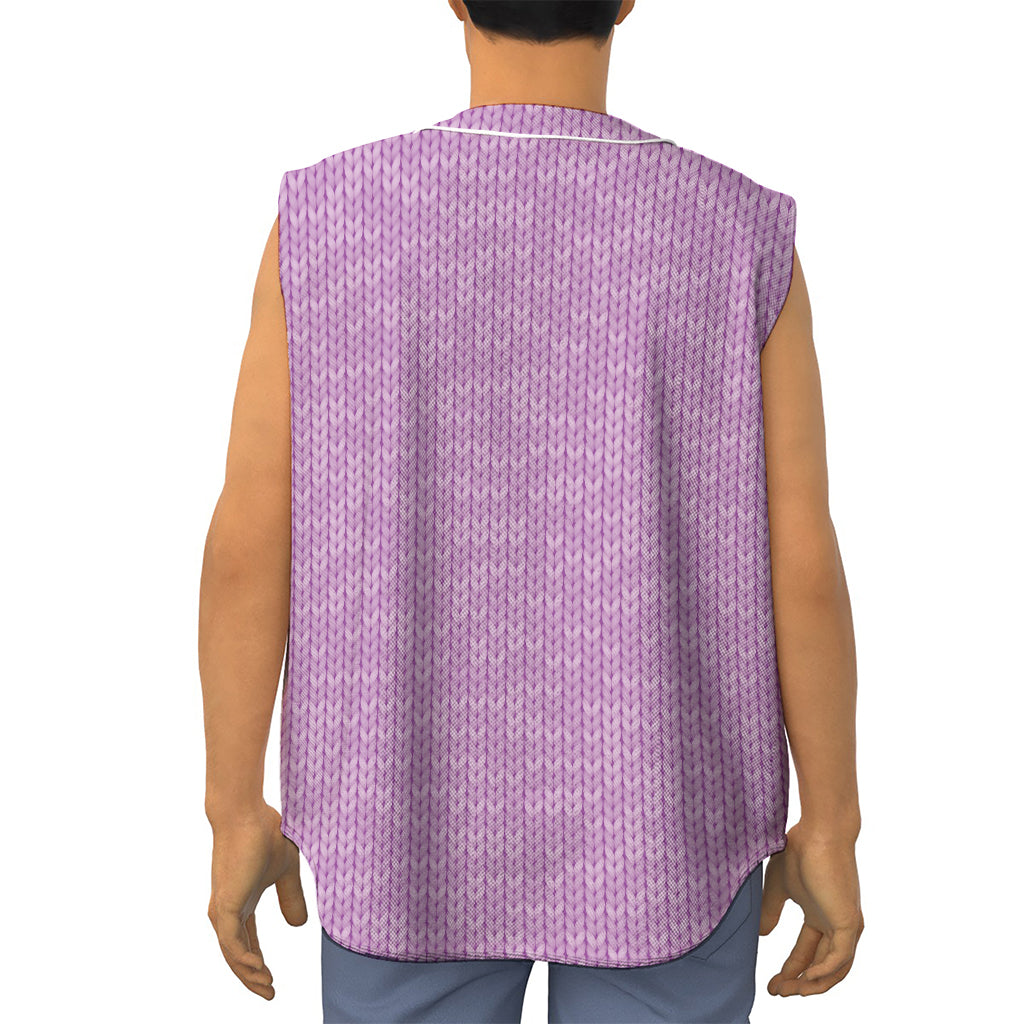 Violet Knitted Pattern Print Sleeveless Baseball Jersey