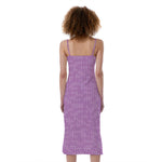 Violet Knitted Pattern Print Slim Fit Midi Cami Dress