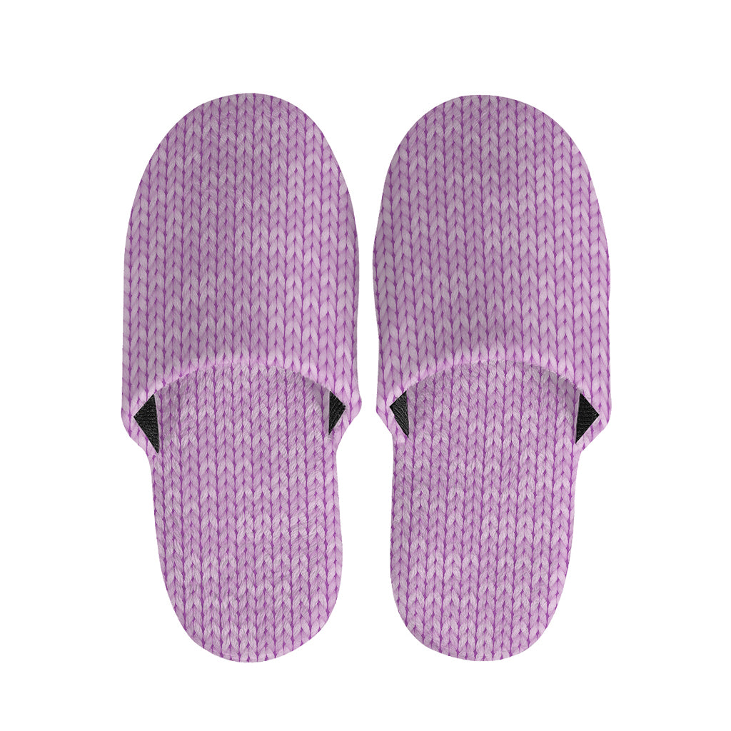 Violet Knitted Pattern Print Slippers
