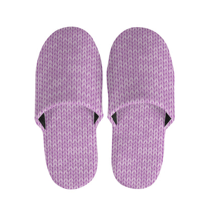 Violet Knitted Pattern Print Slippers