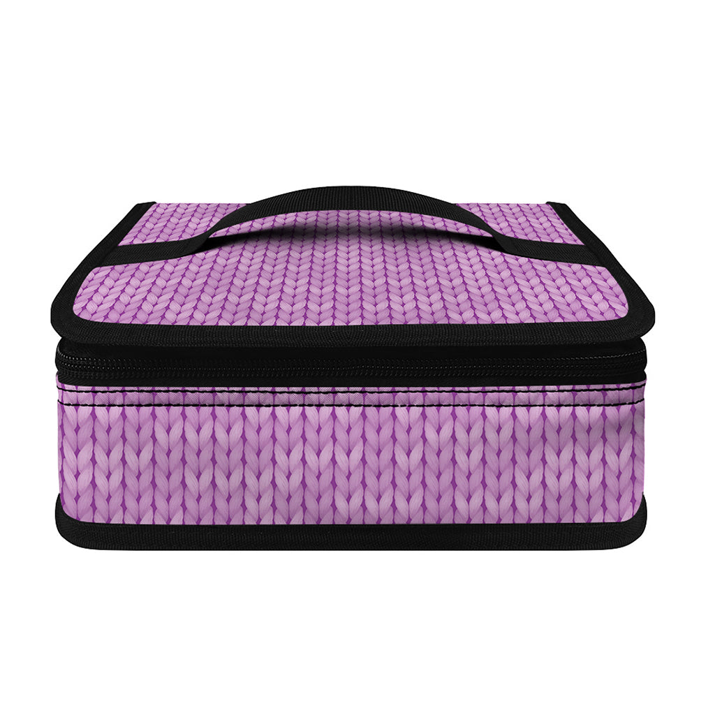 Violet Knitted Pattern Print Small Lunch Bag