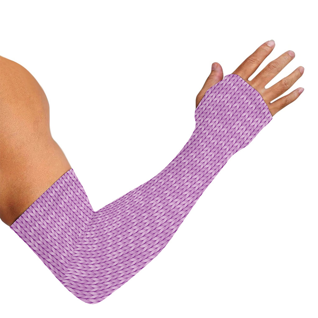 Violet Knitted Pattern Print Sun Protection Arm Sleeves