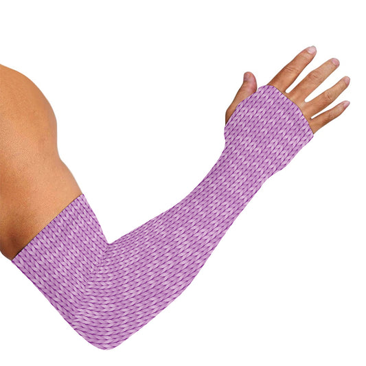 Violet Knitted Pattern Print Sun Protection Arm Sleeves