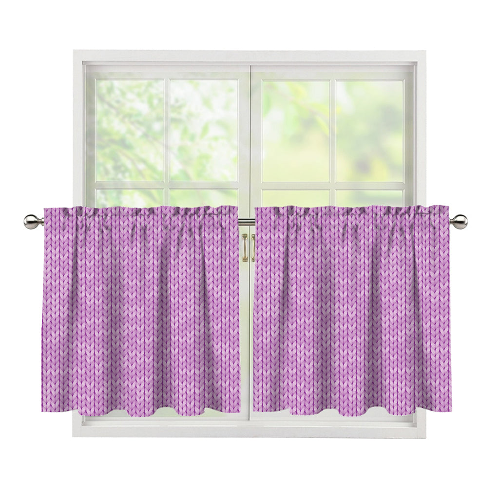 Violet Knitted Pattern Print Tier Curtains
