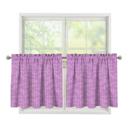 Violet Knitted Pattern Print Tier Curtains