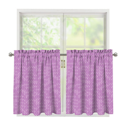 Violet Knitted Pattern Print Tier Curtains