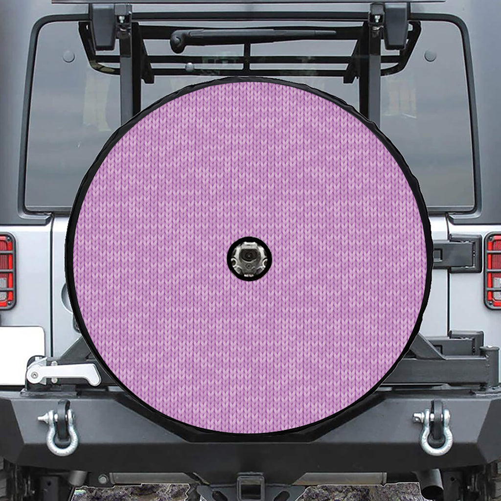 Violet Knitted Pattern Print Tire Cover With Camera Hole