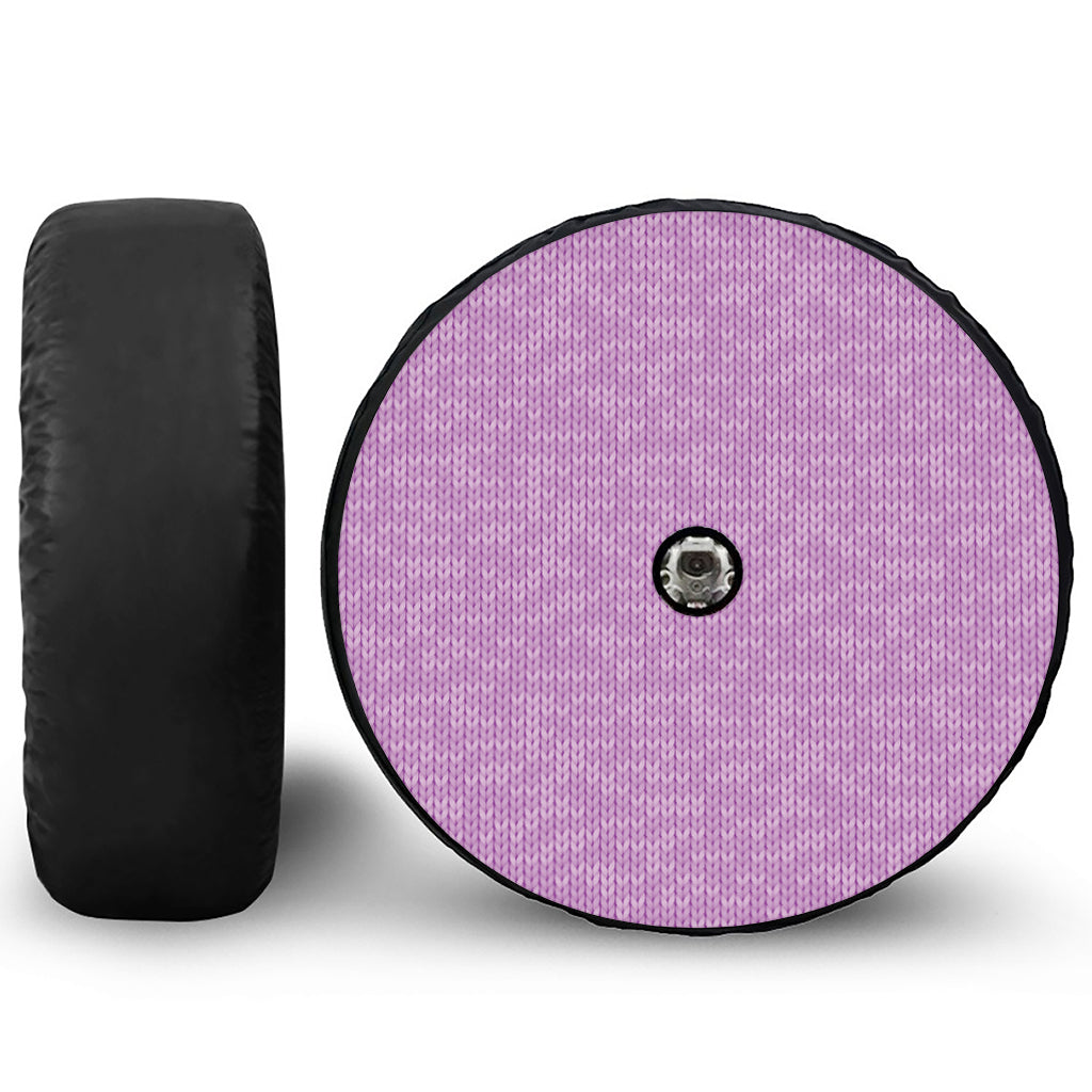 Violet Knitted Pattern Print Tire Cover With Camera Hole