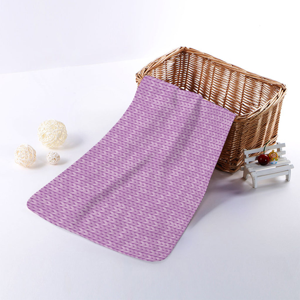Violet Knitted Pattern Print Towel