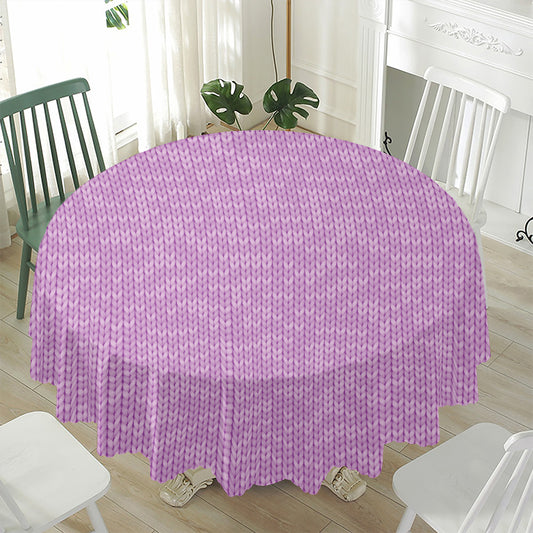 Violet Knitted Pattern Print Waterproof Round Tablecloth