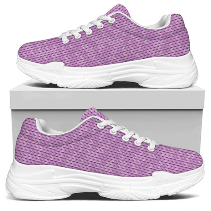 Violet Knitted Pattern Print White Chunky Shoes