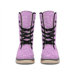 Violet Knitted Pattern Print Winter Boots