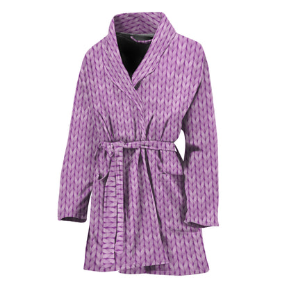 Violet Knitted Pattern Print Women's Bathrobe