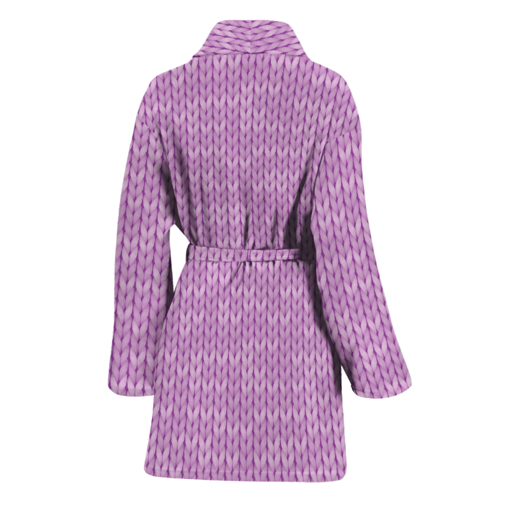 Violet Knitted Pattern Print Women's Bathrobe