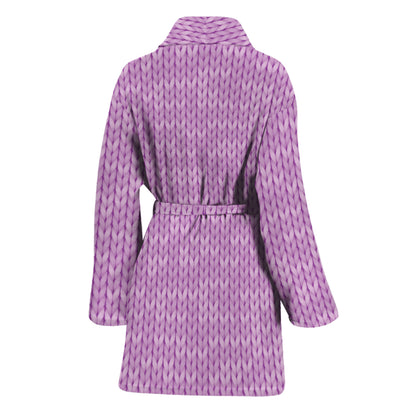 Violet Knitted Pattern Print Women's Bathrobe