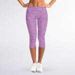 Violet Knitted Pattern Print Women's Capri Leggings