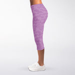 Violet Knitted Pattern Print Women's Capri Leggings